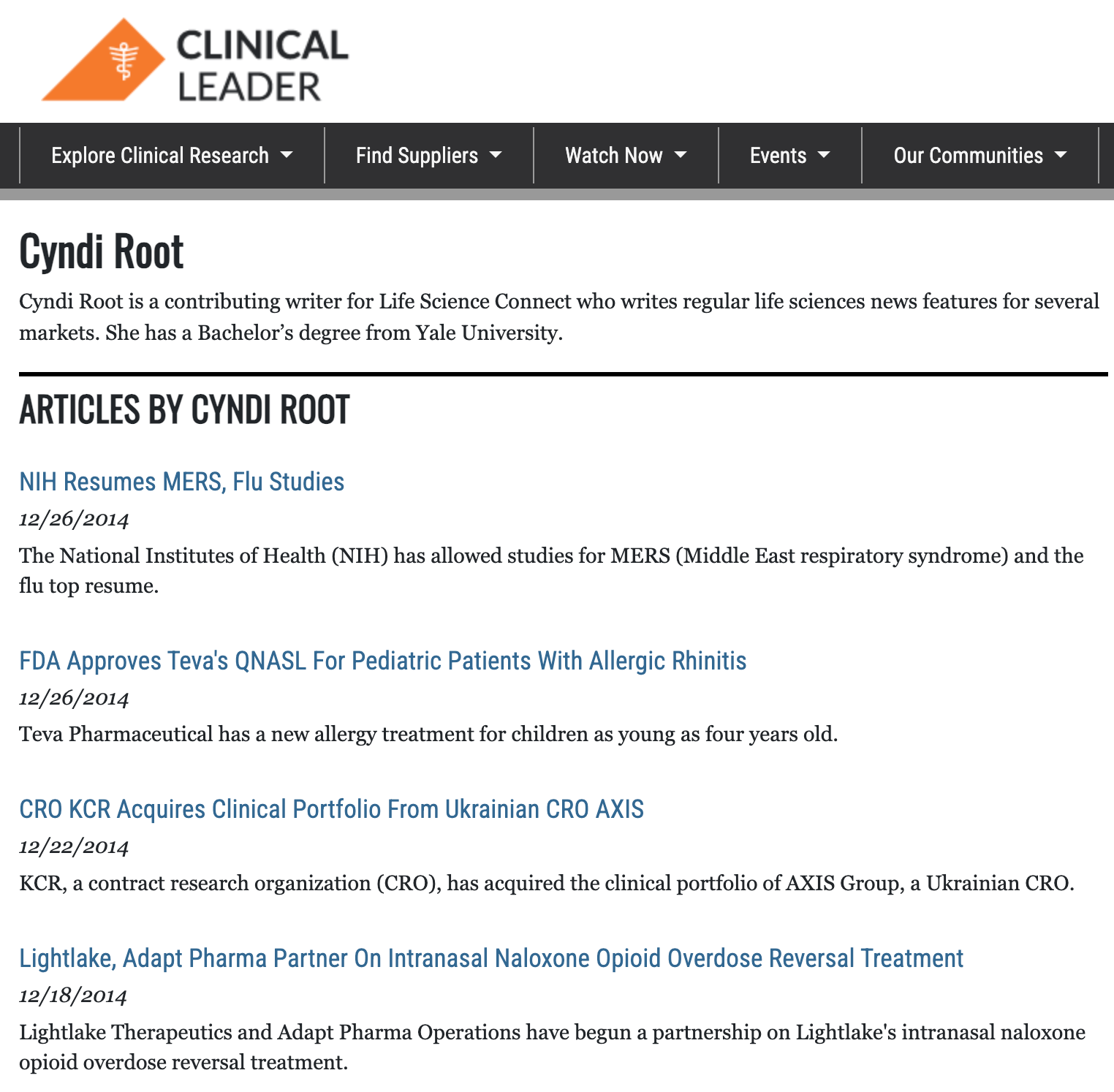 Clinical Leader author archive, Cyndi Root