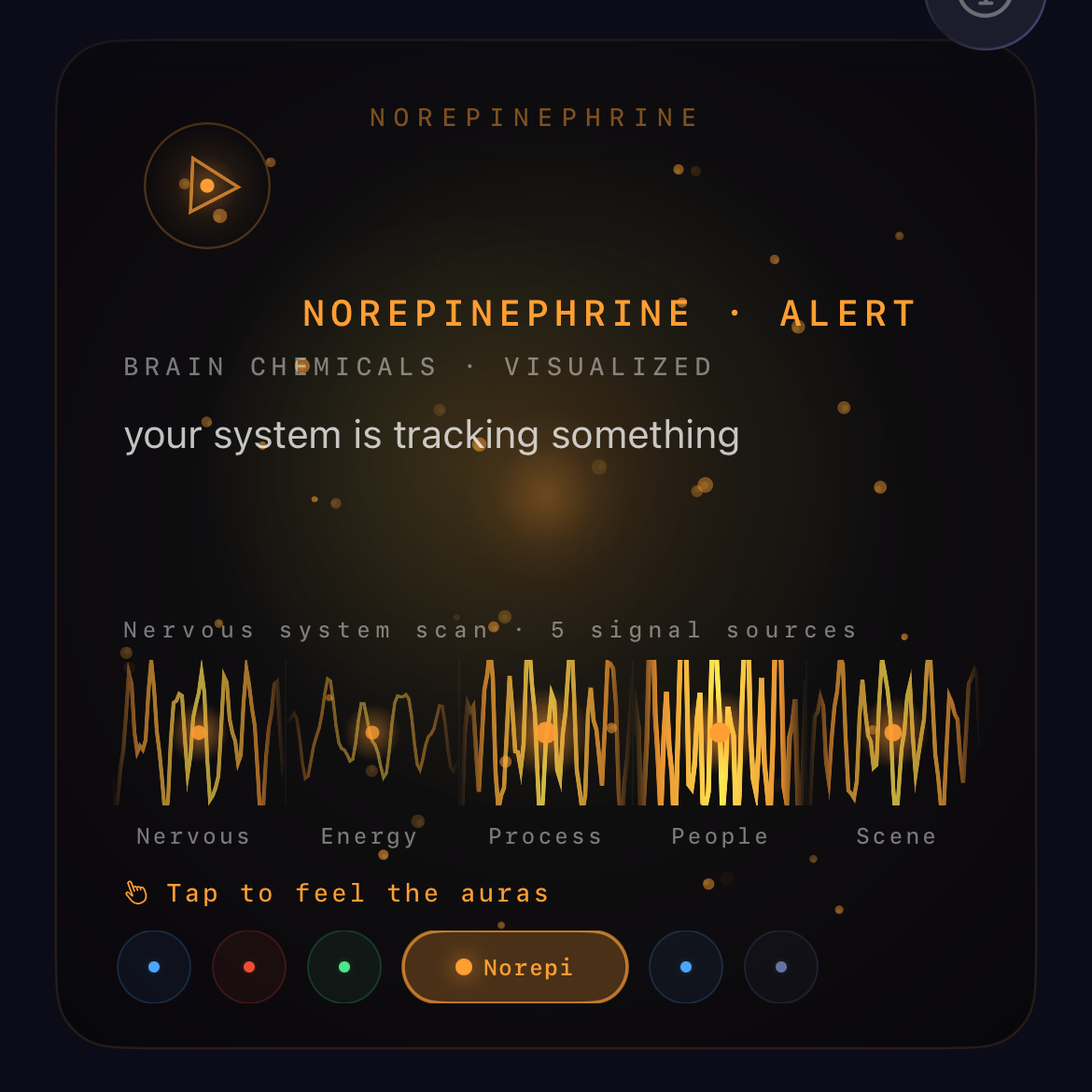 Neurochemical aura visualization, SelfTech app